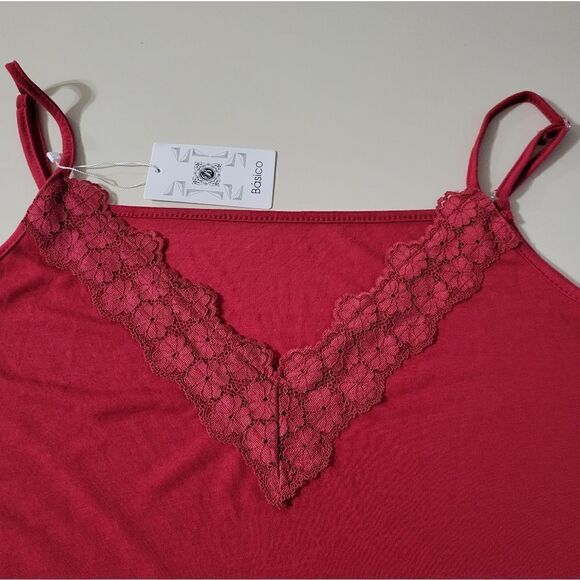 Basico Burgundy Lace Trimmed Cami - Picture 8 of 12